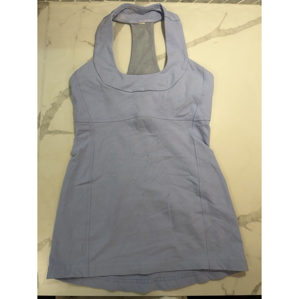 Lululemon Scoop Neck Halter Tank Top Sz 4 Y2K Athleisure Built In Bra Yoga Gym